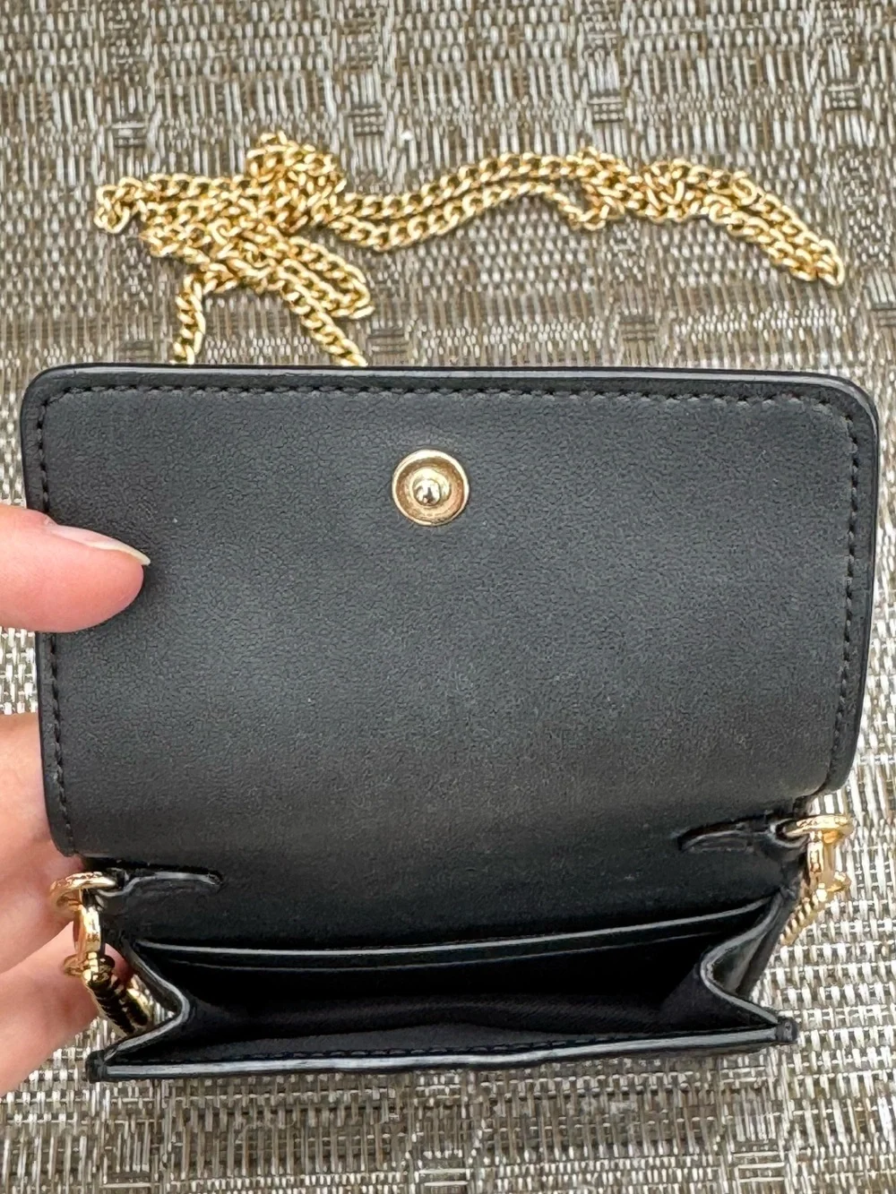 Coach Embossed Mini Wallet On A Chain Black Like New!